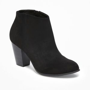 NWOT Black Suede Block Heel Booties